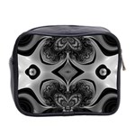 Crazy Black&white Fractal Mini Travel Toiletry Bag (Two Sides) Back