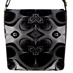 Crazy Black&white Fractal Flap Closure Messenger Bag (small) by OCDesignss