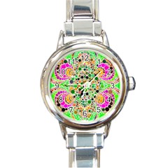 Florescent Abstract  Round Italian Charm Watch by OCDesignss