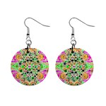 Florescent Abstract  Mini Button Earrings Front