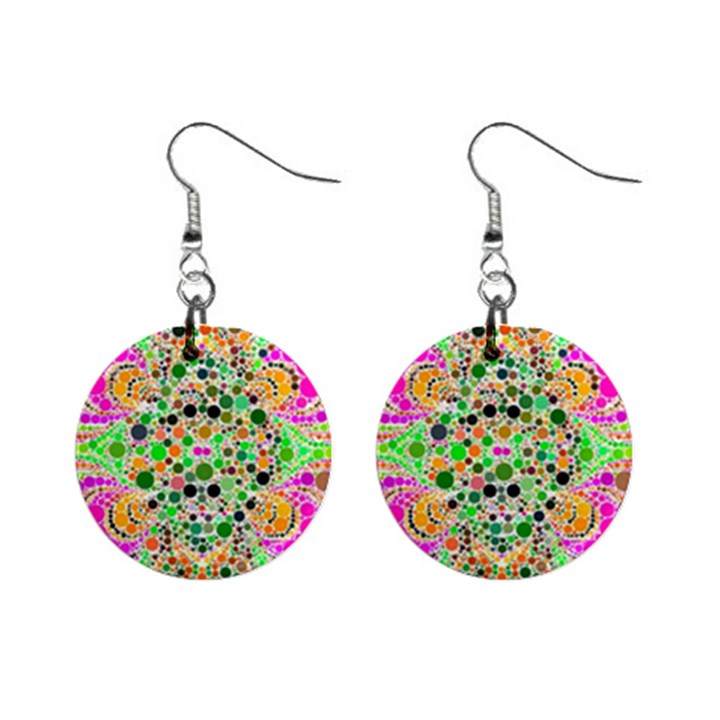 Florescent Abstract  Mini Button Earrings