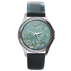 Vincent Van Gogh, Almond Blossom Round Leather Watch (silver Rim) by Oldmasters