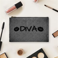 Diva Blk Glitter Lips Cosmetic Bag (medium) by OCDesignss