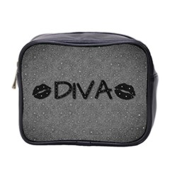 Diva Blk Glitter Lips Mini Travel Toiletry Bag (two Sides) by OCDesignss