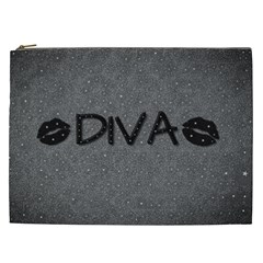 Diva Blk Glitter Lips Cosmetic Bag (xxl) by OCDesignss