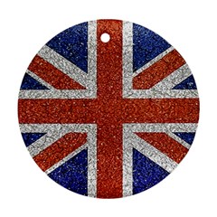 England Flag Grunge Style Print Round Ornament by dflcprints