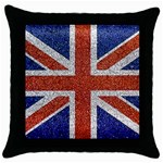 England Flag Grunge Style Print Black Throw Pillow Case Front