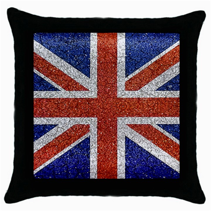 England Flag Grunge Style Print Black Throw Pillow Case