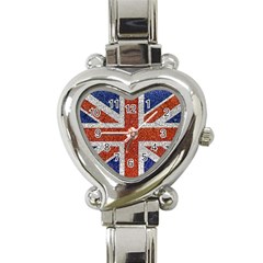 England Flag Grunge Style Print Heart Italian Charm Watch  by dflcprints