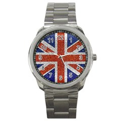 England Flag Grunge Style Print Sport Metal Watch by dflcprints