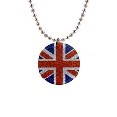 England Flag Grunge Style Print Button Necklace by dflcprints