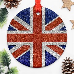 England Flag Grunge Style Print Round Ornament (two Sides) by dflcprints