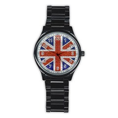 England Flag Grunge Style Print Sport Metal Watch (black) by dflcprints