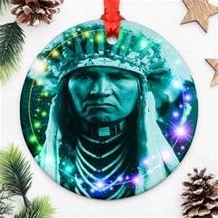 Magical Indian Chief Round Ornament by icarusismartdesigns