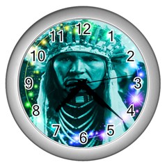 Magical Indian Chief Wall Clock (silver) by icarusismartdesigns