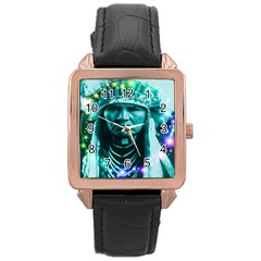 Magical Indian Chief Rose Gold Leather Watch  by icarusismartdesigns