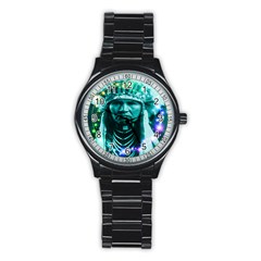 Magical Indian Chief Sport Metal Watch (black) by icarusismartdesigns