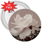 White Rose Vintage Style Photo in Ocher Colors 3  Button (10 pack) Front