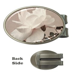 White Rose Vintage Style Photo In Ocher Colors Money Clip (oval) by dflcprints