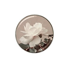 White Rose Vintage Style Photo In Ocher Colors Golf Ball Marker (for Hat Clip) by dflcprints