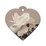 White Rose Vintage Style Photo in Ocher Colors Dog Tag Heart (Two Sided) Front