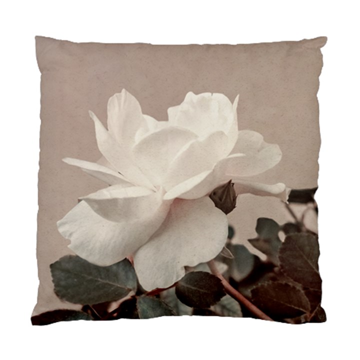 White Rose Vintage Style Photo in Ocher Colors Cushion Case (Two Sided) 