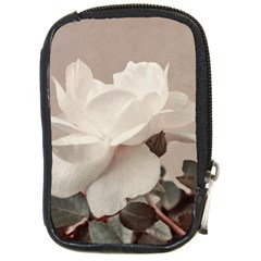 White Rose Vintage Style Photo In Ocher Colors Compact Camera Leather Case by dflcprints