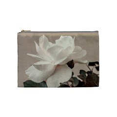 White Rose Vintage Style Photo In Ocher Colors Cosmetic Bag (medium) by dflcprints