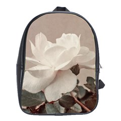 White Rose Vintage Style Photo In Ocher Colors School Bag (large) by dflcprints