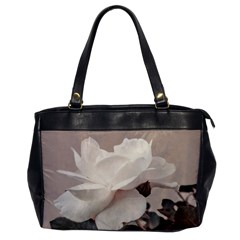 White Rose Vintage Style Photo In Ocher Colors Oversize Office Handbag (one Side) by dflcprints