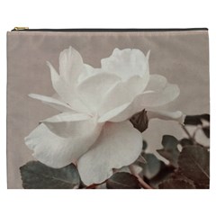 White Rose Vintage Style Photo In Ocher Colors Cosmetic Bag (xxxl)