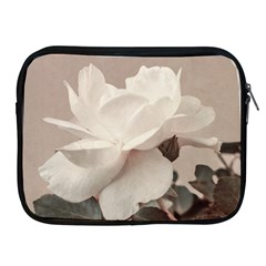 White Rose Vintage Style Photo In Ocher Colors Apple Ipad Zippered Sleeve by dflcprints