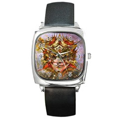 Star Clown Square Leather Watch by icarusismartdesigns