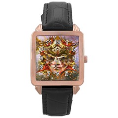 Star Clown Rose Gold Leather Watch  by icarusismartdesigns