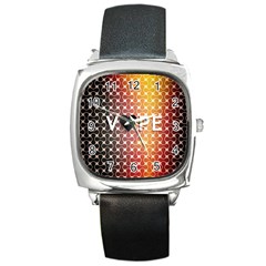 Vape Retro Pattern  Square Leather Watch by OCDesignss