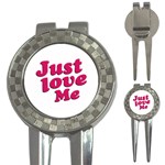 Just Love Me Text Typographic Quote Golf Pitchfork & Ball Marker Front