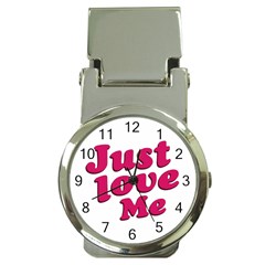 Just Love Me Text Typographic Quote Money Clip With Watch by dflcprints