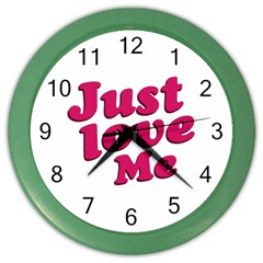 Just Love Me Text Typographic Quote Wall Clock (color) by dflcprints