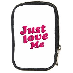 Just Love Me Text Typographic Quote Compact Camera Leather Case by dflcprints