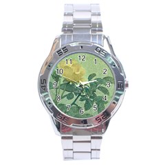 Yellow Rose Vintage Style  Stainless Steel Watch by dflcprints