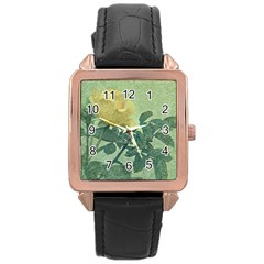 Yellow Rose Vintage Style  Rose Gold Leather Watch  by dflcprints