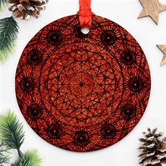 Grunge Style Geometric Mandala Round Ornament by dflcprints