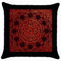 Grunge Style Geometric Mandala Black Throw Pillow Case by dflcprints