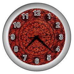 Grunge Style Geometric Mandala Wall Clock (silver) by dflcprints