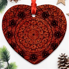 Grunge Style Geometric Mandala Heart Ornament (two Sides) by dflcprints