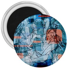 Retro Girls 3  Button Magnet