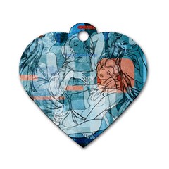 Retro Girls Dog Tag Heart (One Sided) 