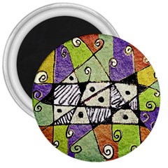 Multicolored Tribal Print Abstract Art 3  Button Magnet by dflcprints