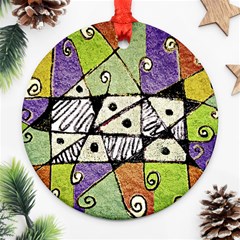 Multicolored Tribal Print Abstract Art Round Ornament by dflcprints