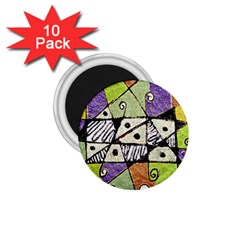 Multicolored Tribal Print Abstract Art 1 75  Button Magnet (10 Pack) by dflcprints